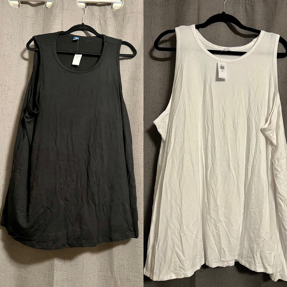 NWT Old Navy Luxe Tanks XXL TALL White & Black 2 Pack